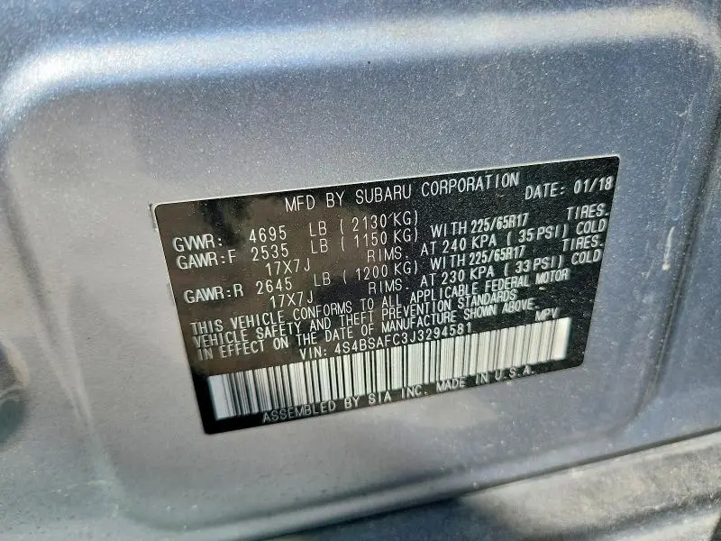 2018 SUBARU OUTBACK 2.5I PREMIUM  