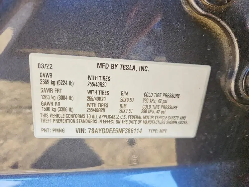 2022 TESLA MODEL Y   