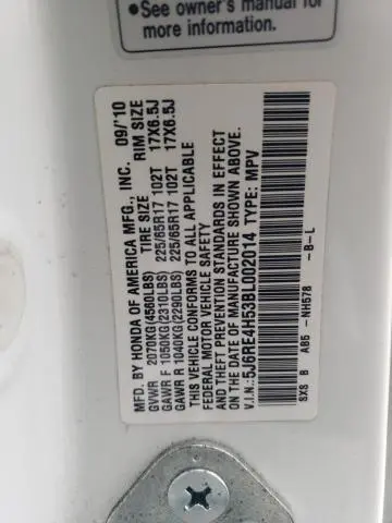 2011 HONDA CR-V EX  