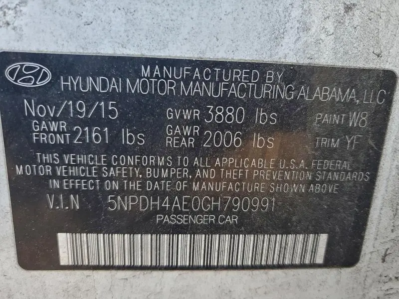 2016 HYUNDAI ELANTRA   