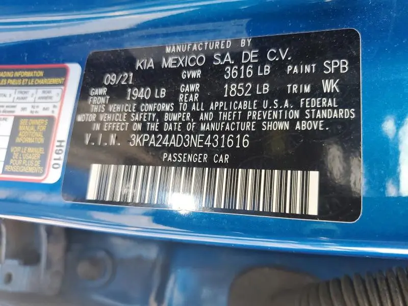 2022 KIA RIO S  