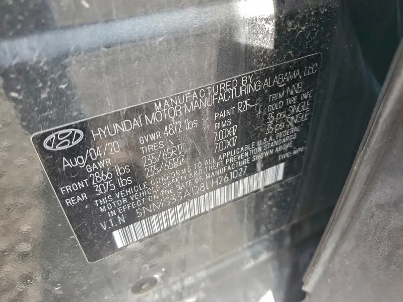 2020 HYUNDAI SANTA FE SEL  