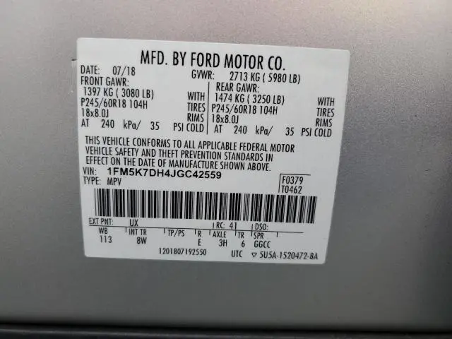 2018 FORD EXPLORER XLT  