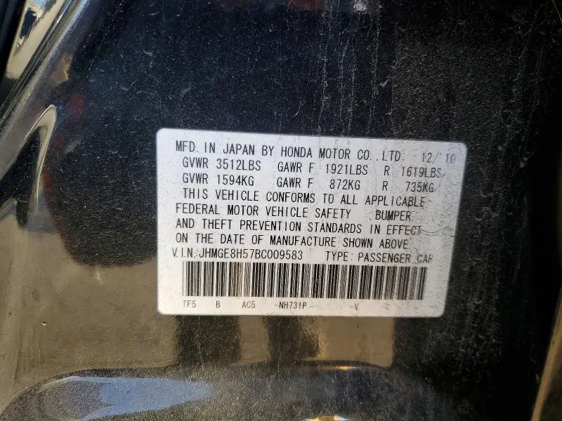 2011 HONDA FIT SPORT  