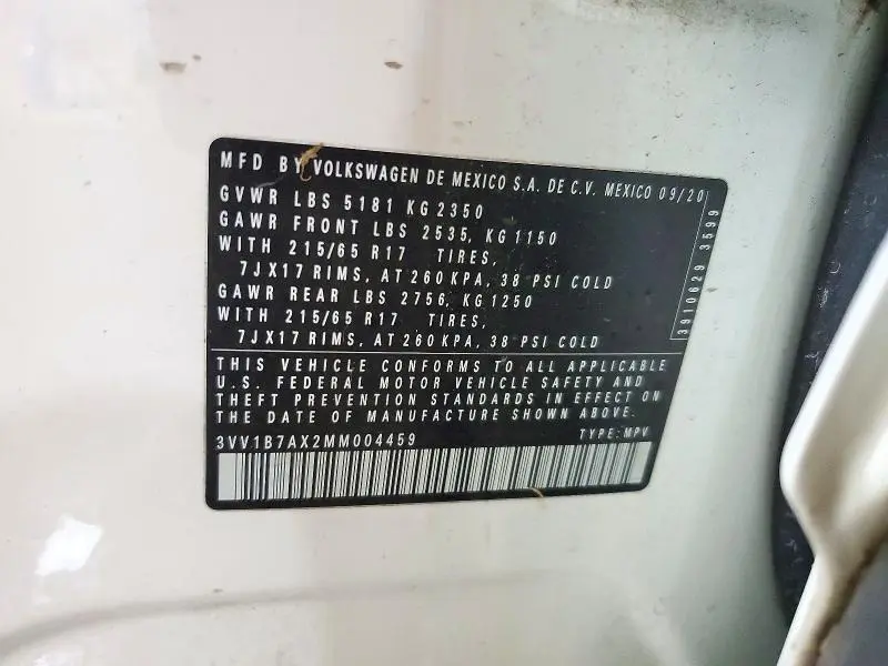 2021 VOLKSWAGEN TIGUAN S  