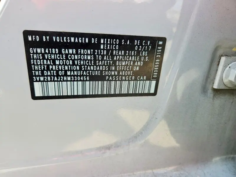 2017 VOLKSWAGEN JETTA S  