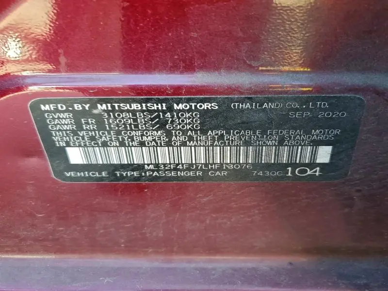 2020 MITSUBISHI MIRAGE G4 SE  