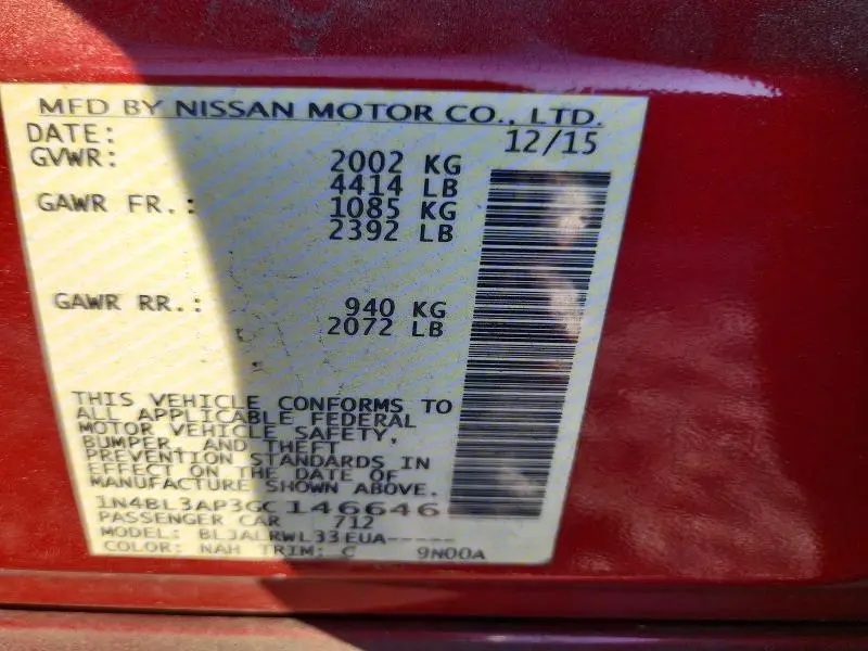 2016 NISSAN ALTIMA 3.5 SL  