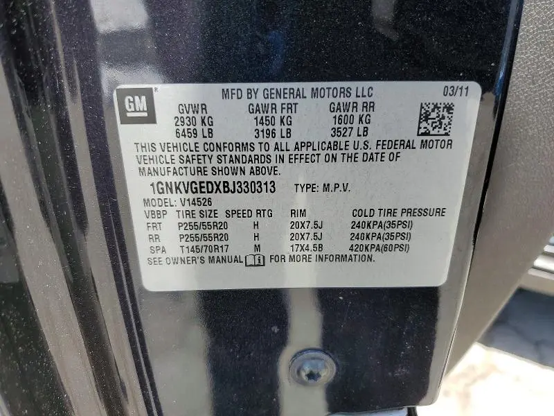 2011 CHEVROLET TRAVERSE LT  
