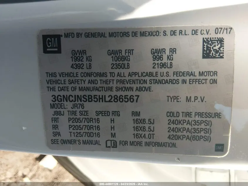 2017 CHEVROLET TRAX LS