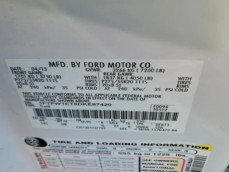 2013 FORD F150 SUPERCREW  
