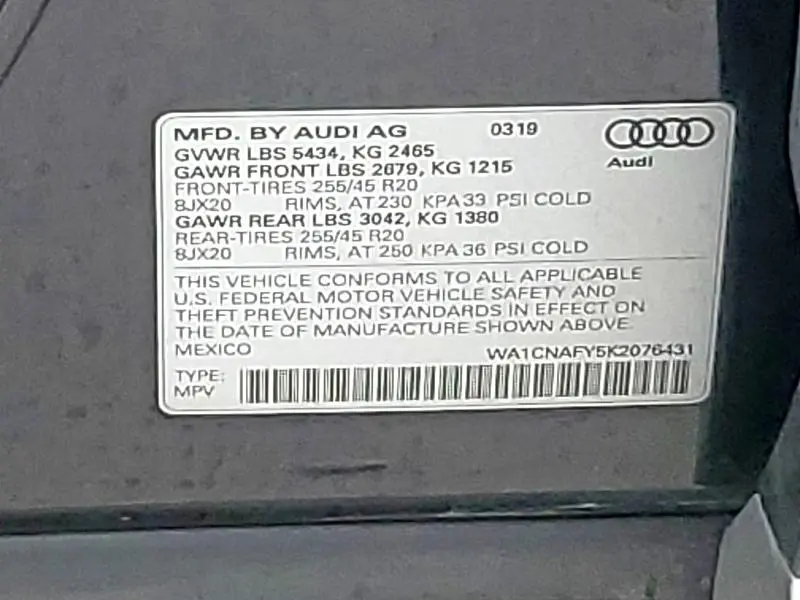2019 AUDI Q5 PRESTIGE  