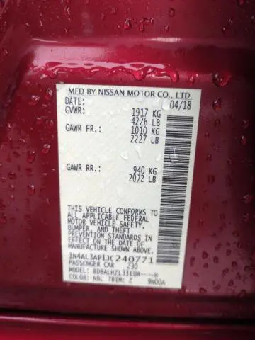 2018 NISSAN ALTIMA 2.5  