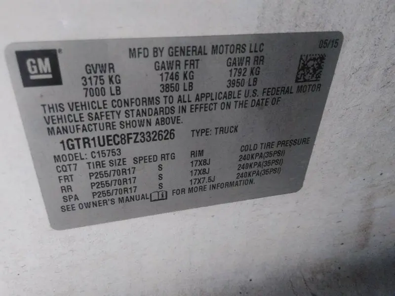 2015 GMC SIERRA 1500 SLE