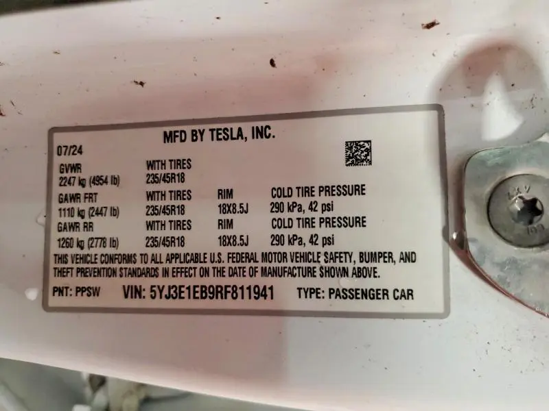 2024 TESLA MODEL 3   