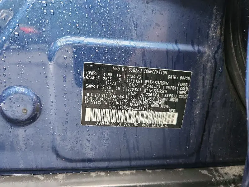 2019 SUBARU OUTBACK 2.5I PREMIUM  
