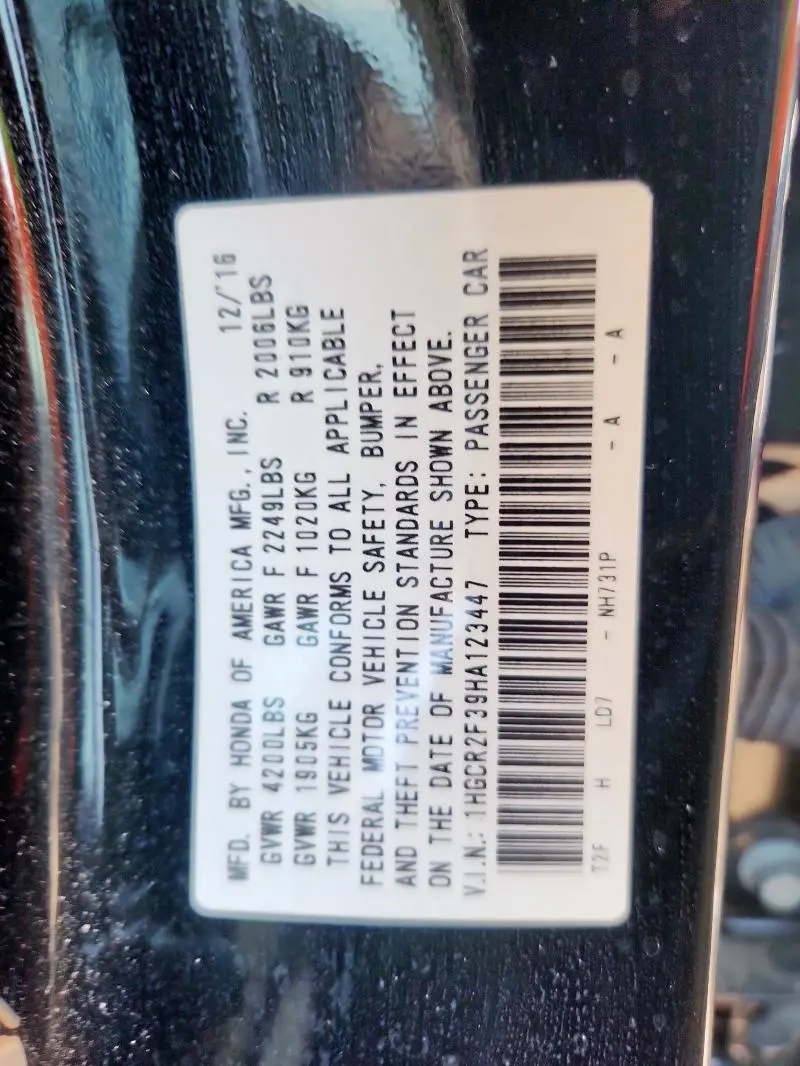 2017 HONDA ACCORD LX  