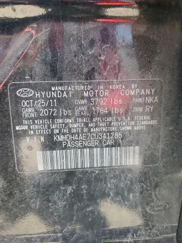 2012 HYUNDAI ELANTRA GLS