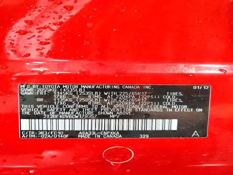 2012 TOYOTA RAV4 BASE  