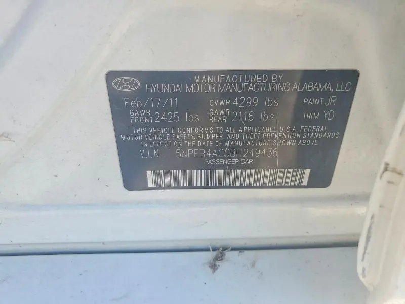 2011 HYUNDAI SONATA GLS  