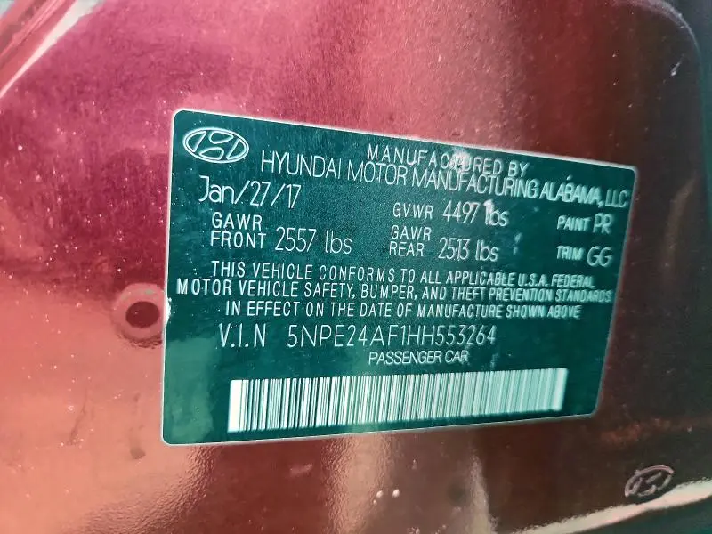 2017 HYUNDAI SONATA SE  