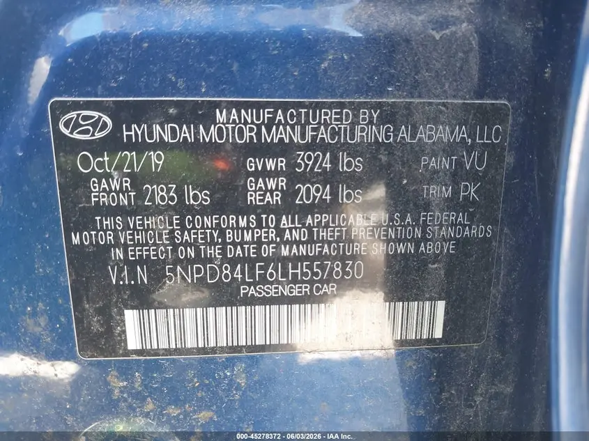2020 HYUNDAI ELANTRA SEL