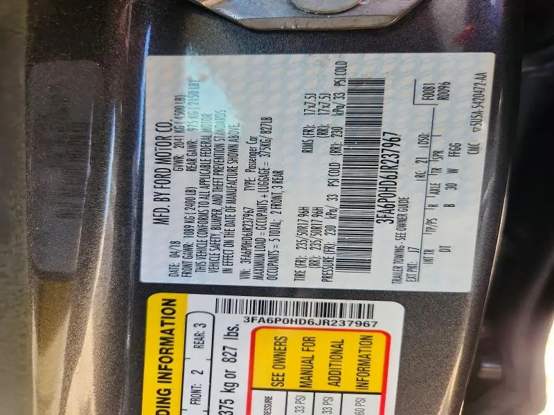 2018 FORD FUSION SE  