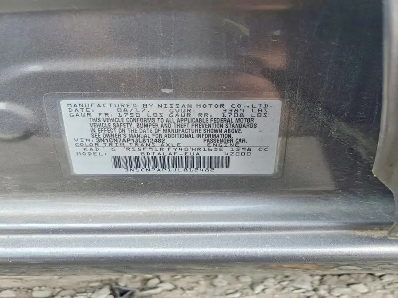 2018 NISSAN VERSA S  
