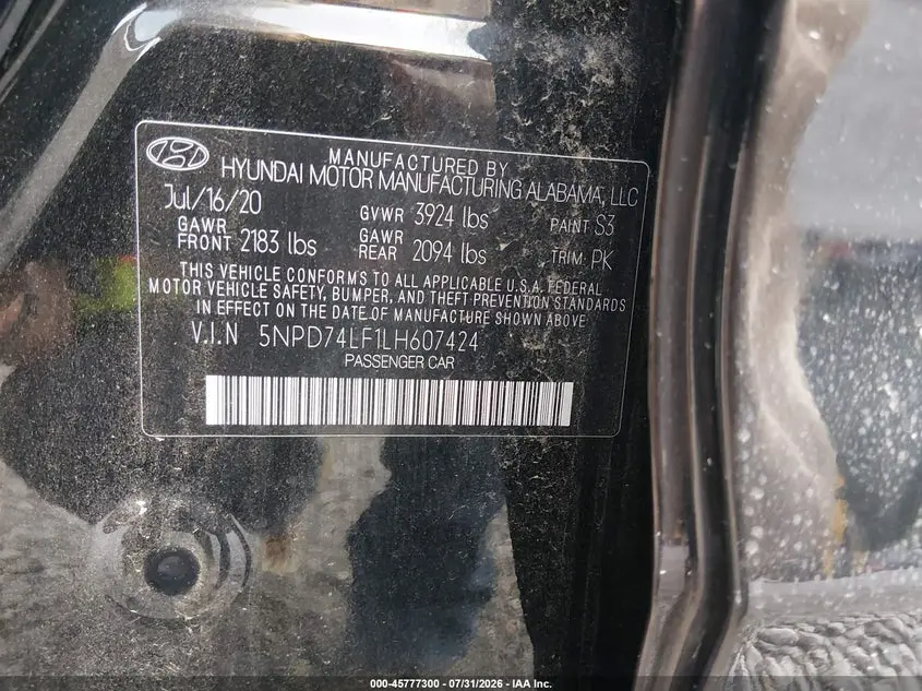2020 HYUNDAI ELANTRA SE