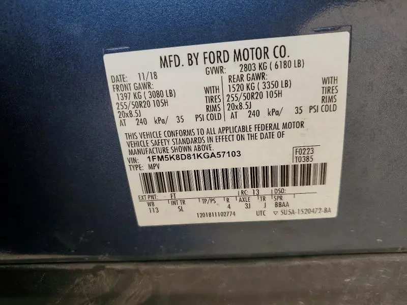 2019 FORD EXPLORER XLT  