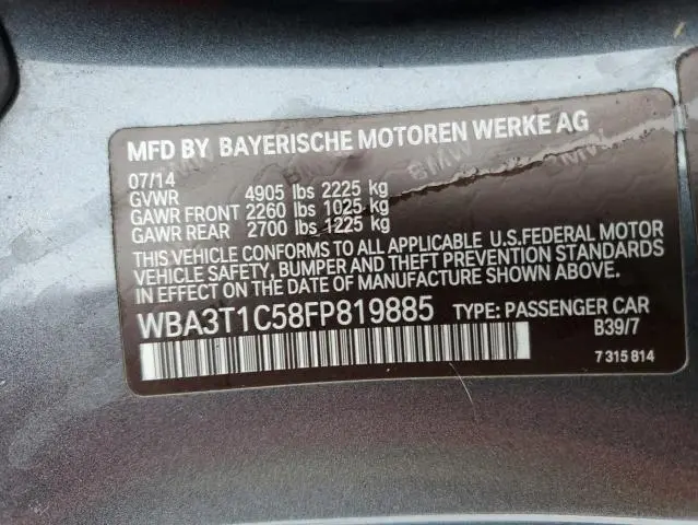 2015 BMW 428 XI SULEV  