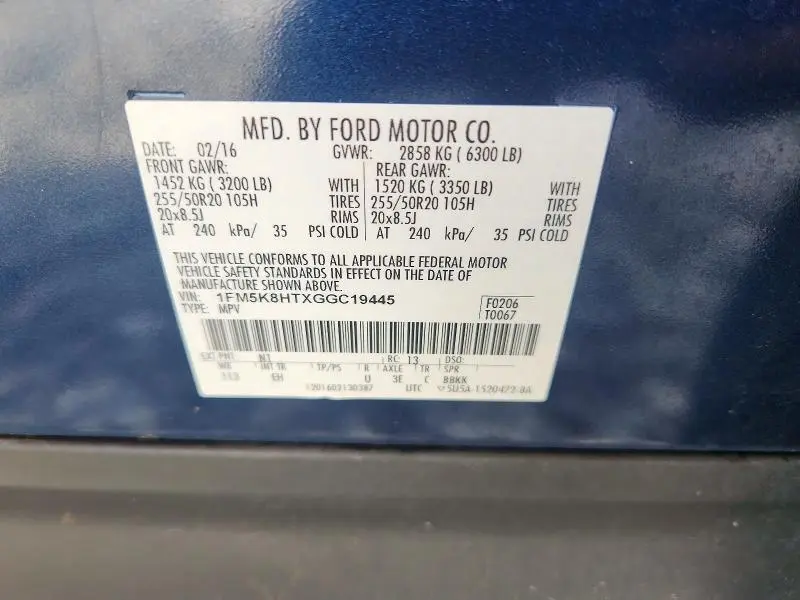 2016 FORD EXPLORER PLATINUM  