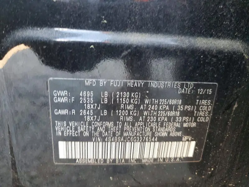 2016 SUBARU OUTBACK 2.5I LIMITED  