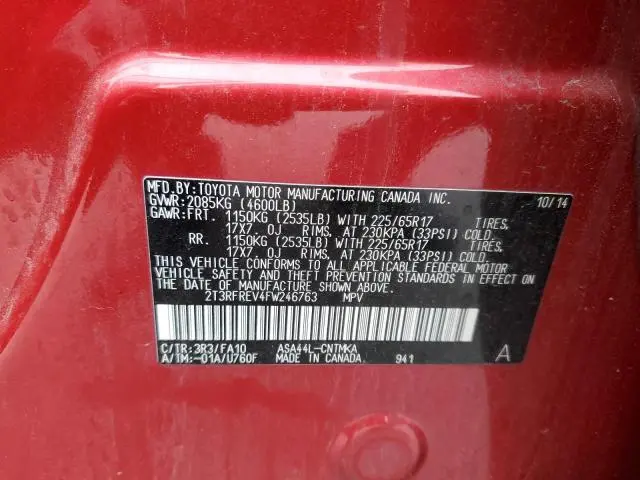 2015 TOYOTA RAV4 XLE  