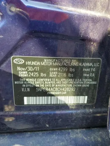 2012 HYUNDAI SONATA GLS  