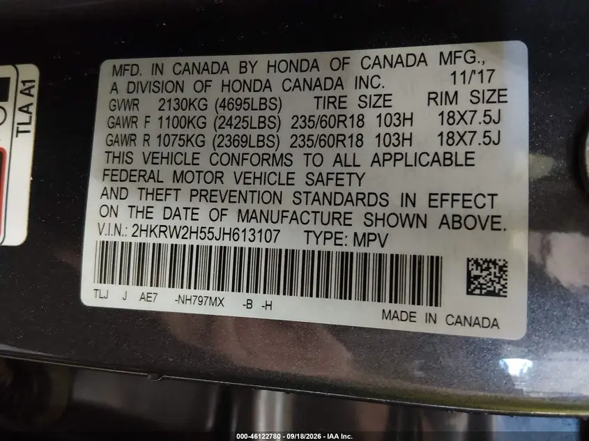 2018 HONDA CR-V EX