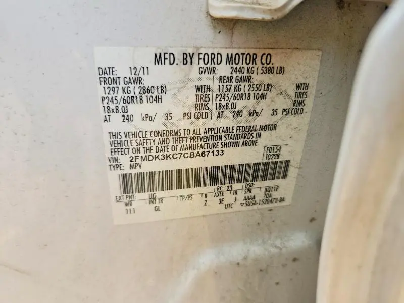 2012 FORD EDGE LIMITED  