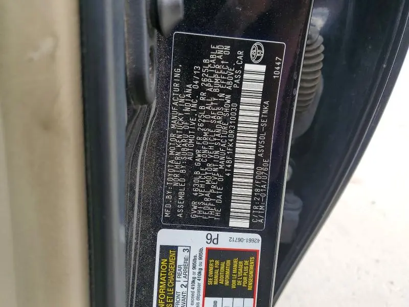 2013 TOYOTA CAMRY LE  