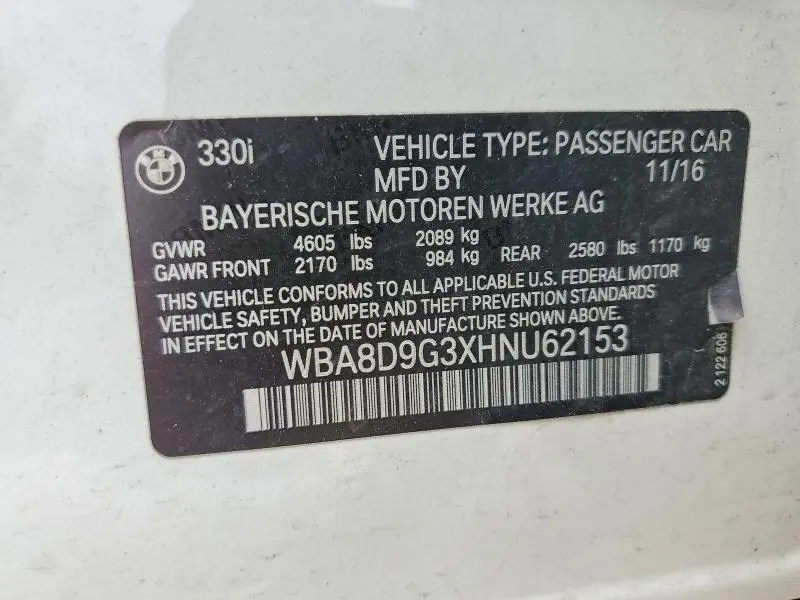 2017 BMW 330 XI  