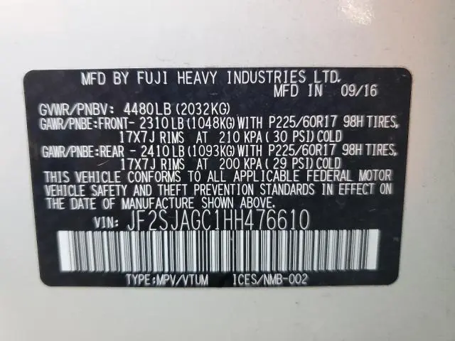 2017 SUBARU FORESTER 2.5I PREMIUM  