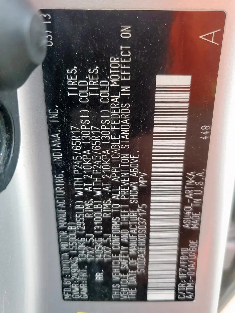 2013 TOYOTA HIGHLANDER BASE  