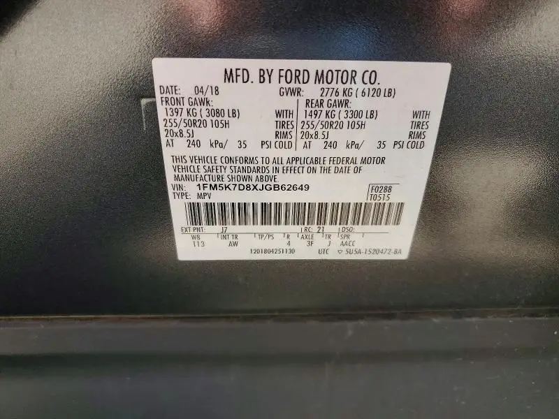 2018 FORD EXPLORER XLT  