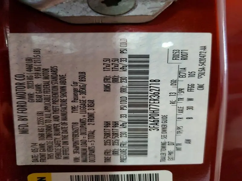 2014 FORD FUSION SE  
