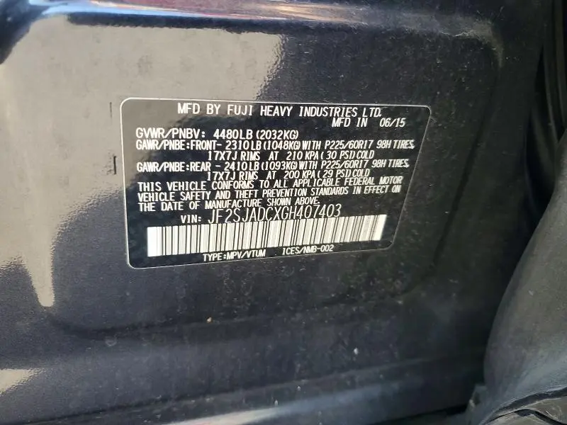 2016 SUBARU FORESTER 2.5I PREMIUM  