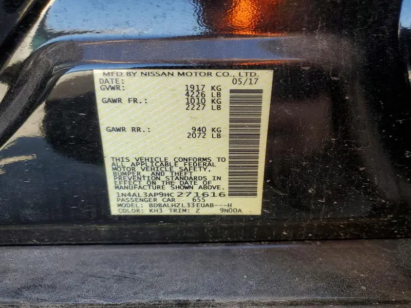 2017 NISSAN ALTIMA 2.5 SR  
