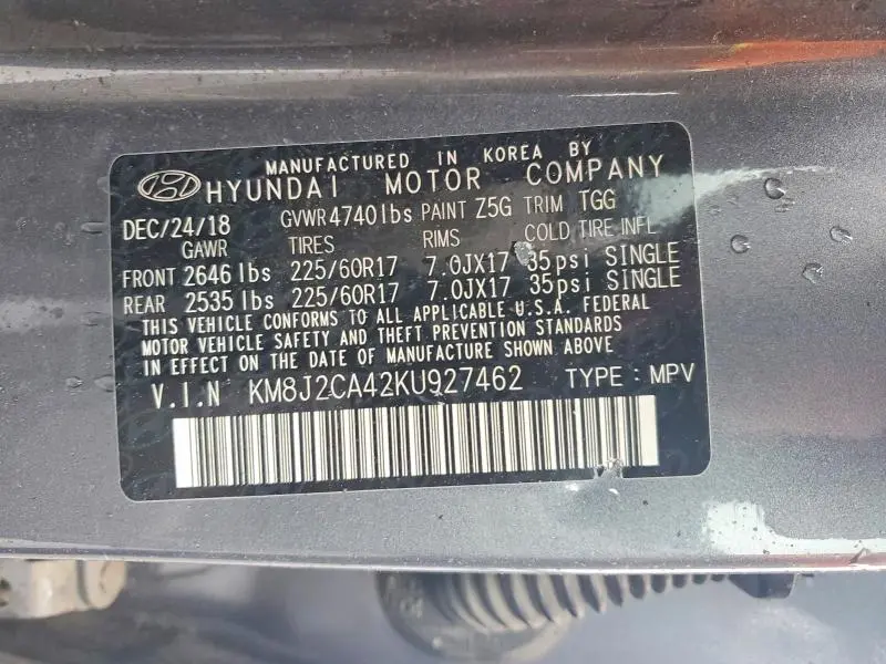 2019 HYUNDAI TUCSON SE  