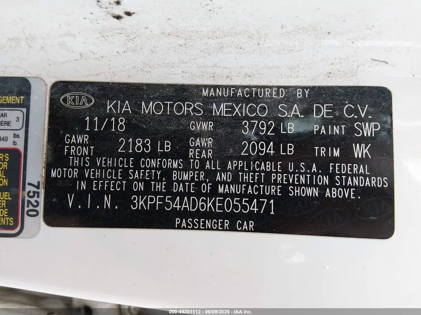 2019 KIA FORTE EX