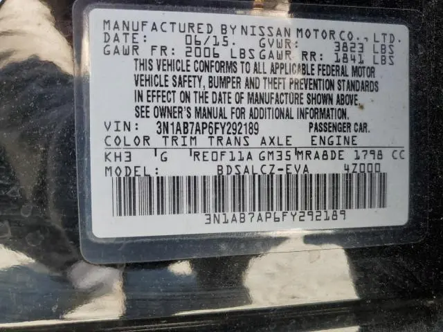 2015 NISSAN SENTRA S  