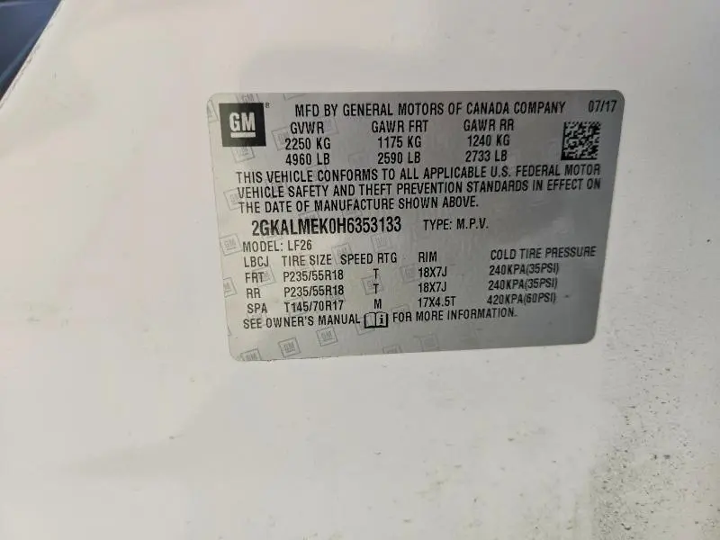 2017 GMC TERRAIN SLE  