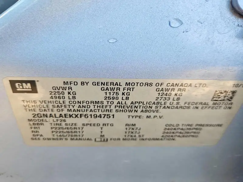 2015 CHEVROLET EQUINOX LS  